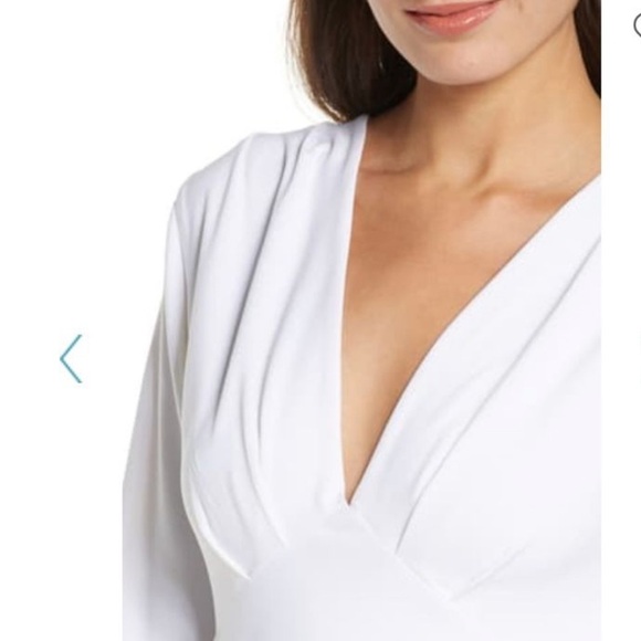 NWT Fraiche by J white mini dress deep V neck quarter long sleeve - Picture 3 of 5